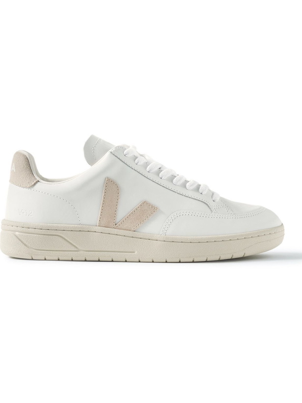 Photo: Veja - V-12 Suede-Trimmed Leather Sneakers - White