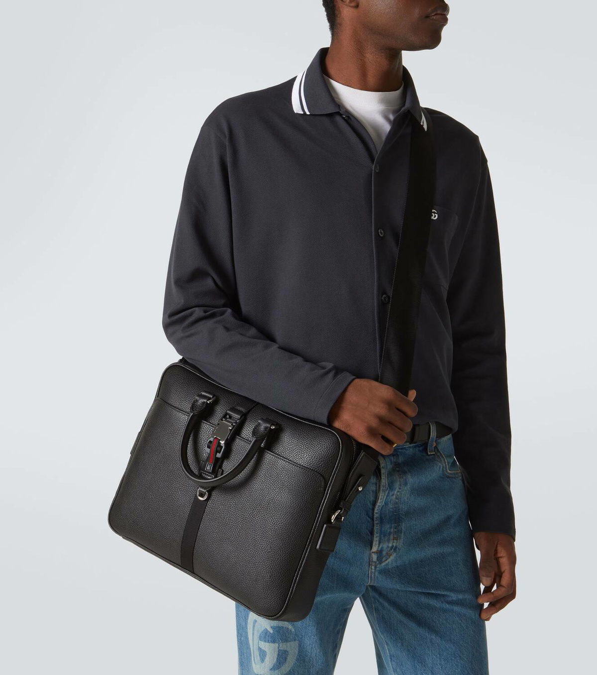 Gucci Web Medium leather briefcase