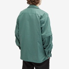 DAIWA Men's Tech Sports Open Collar Shirt in Dark Green Check