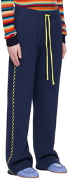 The Elder Statesman Navy Ribbed Whip Trousers