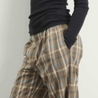 Auralee Women's Wool Check Two-Tuck Slacks in Top Brown Check