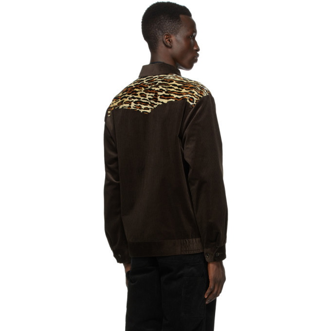 WACKO MARIA Brown and Beige Corduroy Leopard Western Jacket