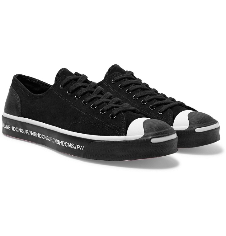 Photo: Converse - Neighborhood Jack Purcell OX Leather-Trimmed Suede Sneakers - Black