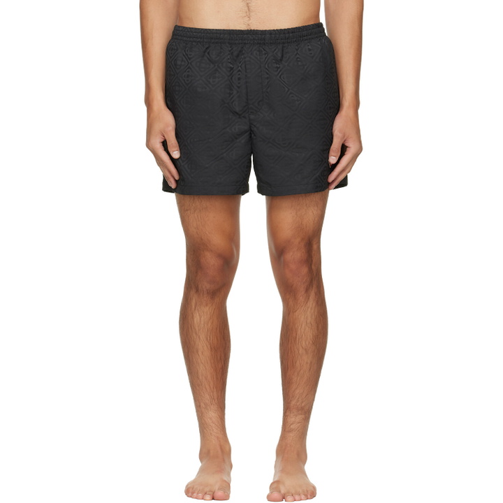 Photo: Casablanca Black Monogram Jacquard Swim Shorts