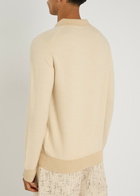 Aurélien Mélange-knit Cashmere Polo Jumper Beige