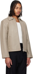 Sunflower Taupe Short Leather Jacket