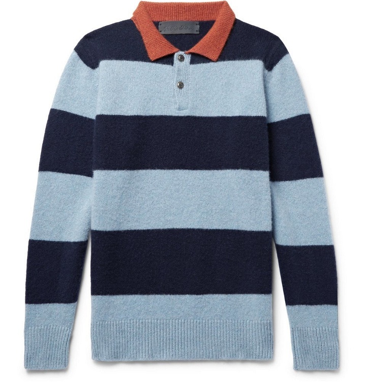 Photo: The Elder Statesman - Slim-Fit Striped Cashmere Sweater - Blue
