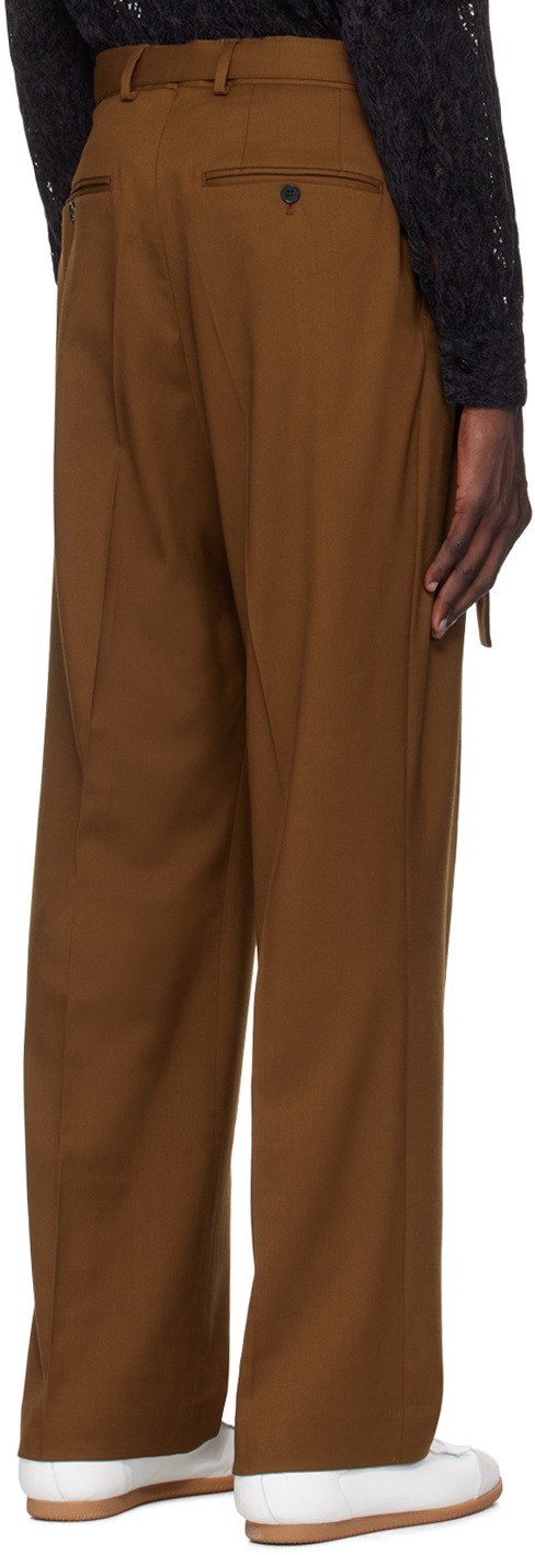CMMN SWDN Brown Omari Double Pleated Trousers