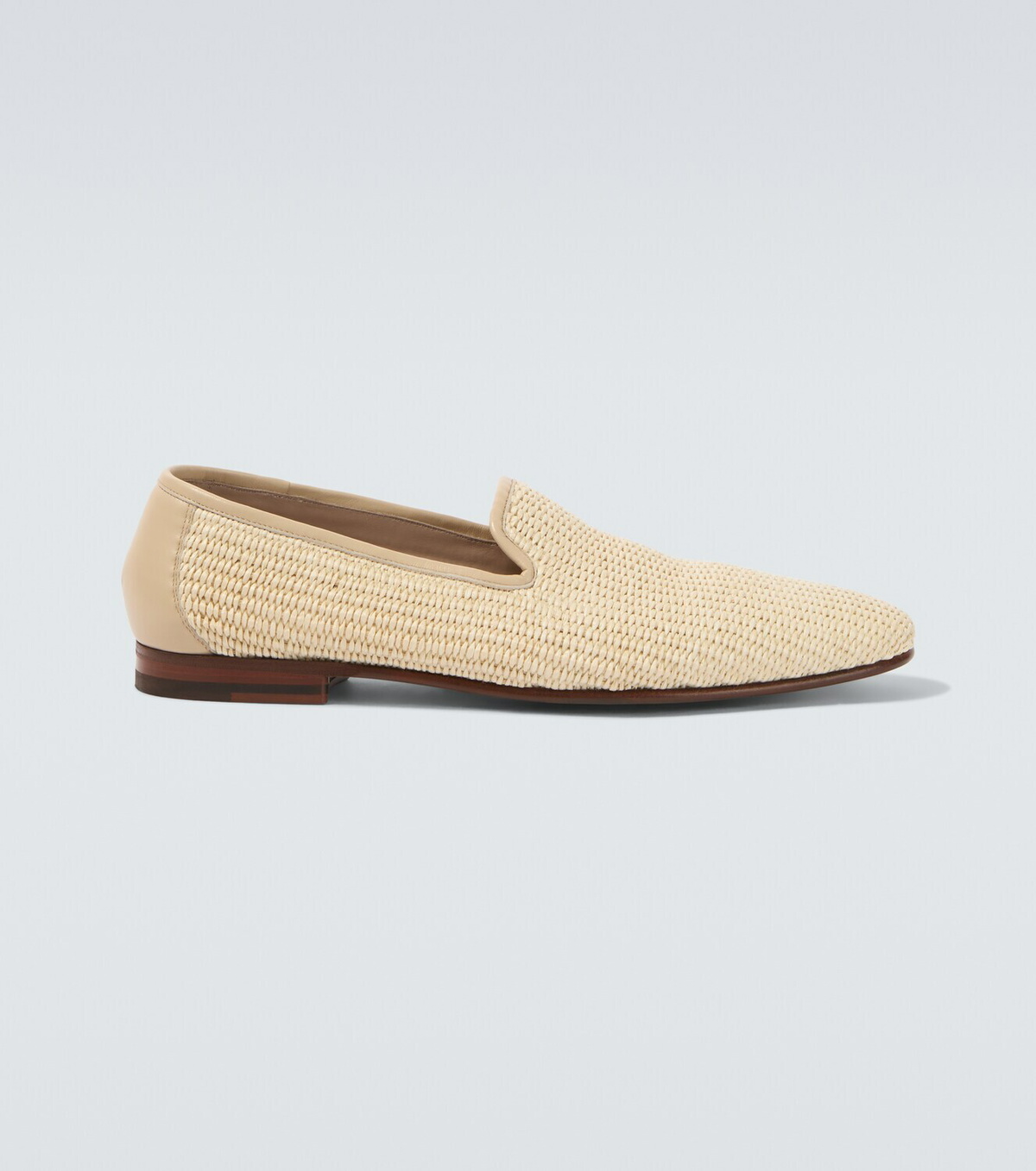 Manolo Blahnik Mario leather-trimmed raffia loafers