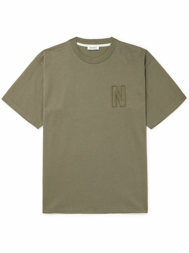 Photo: Norse Projects - Simon Logo-Embroidered Organic Cotton-Jersey T-Shirt - Green