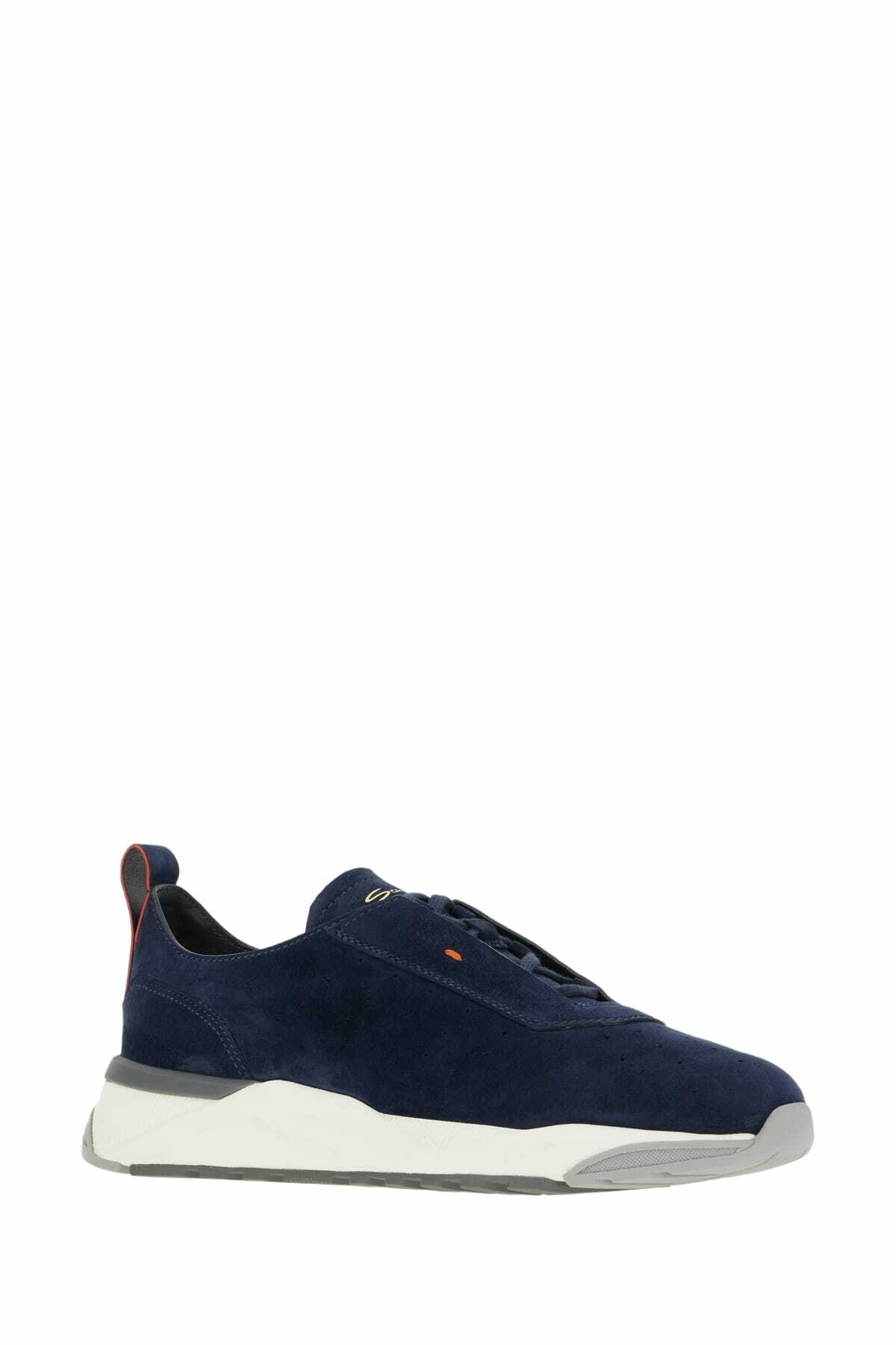 Santoni Navy Blue Suede Sneakers