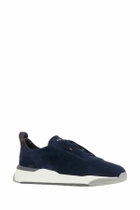 Santoni Navy Blue Suede Sneakers