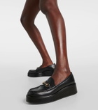 Gucci Horsebit leather wedge loafers