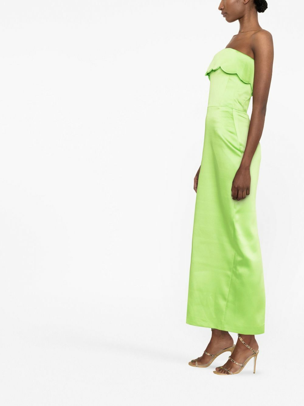 RASARIO Green Scalloped Strapless Dress Rasario