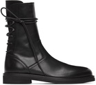 Ann Demeulemeester Black Leather Back Lace-Up Boots