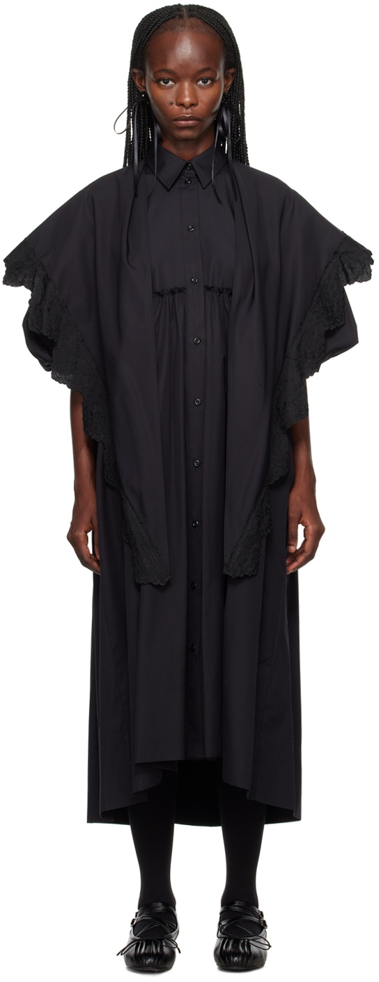 Simone Rocha Black Puff Sleeves Midi Dress Simone Rocha