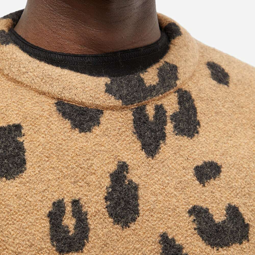 Jil Sander Men's Leopard Mohair Crew Knit in Open Beige Jil Sander