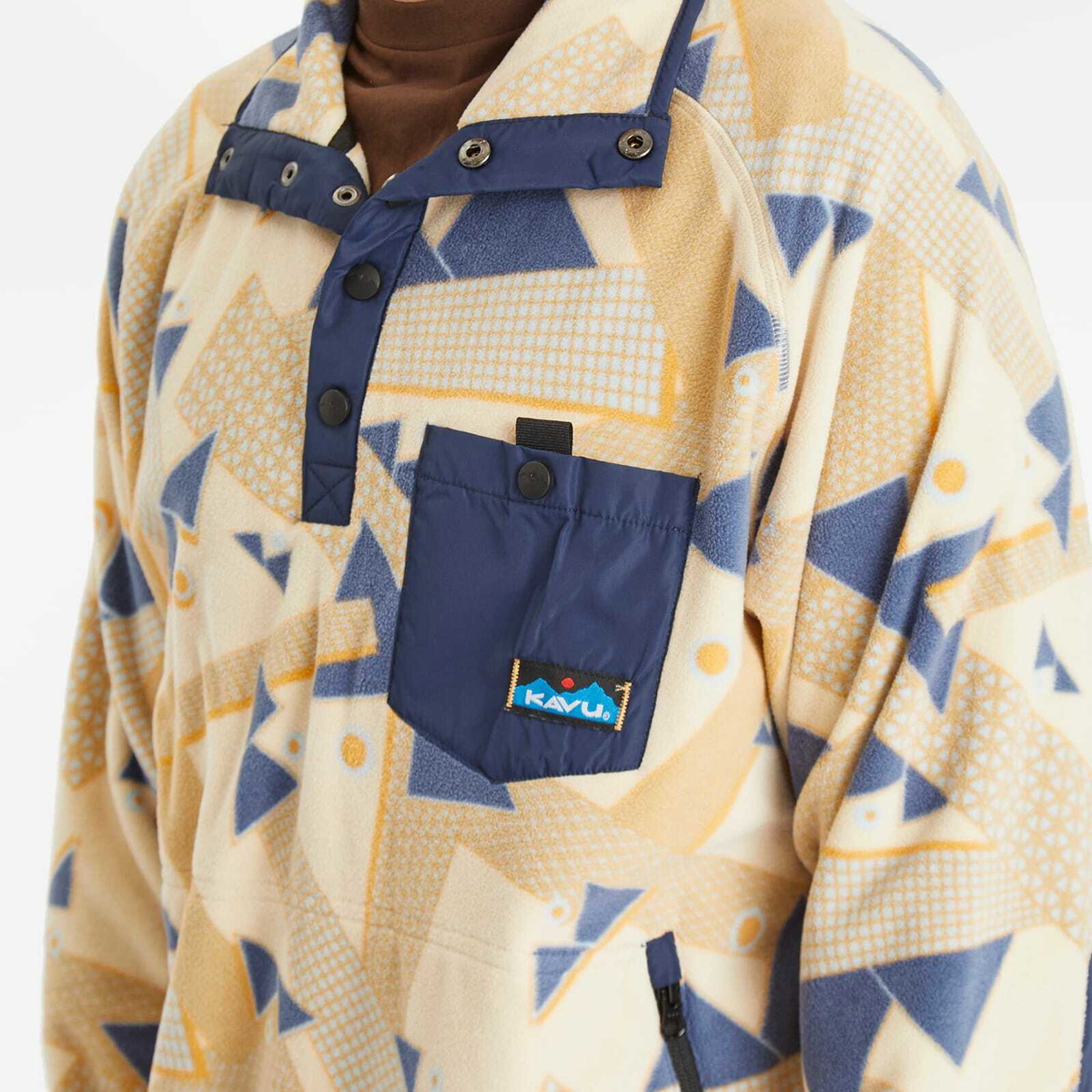 KAVU Men's Teannaway Fleece Top in Patchwork Mountain