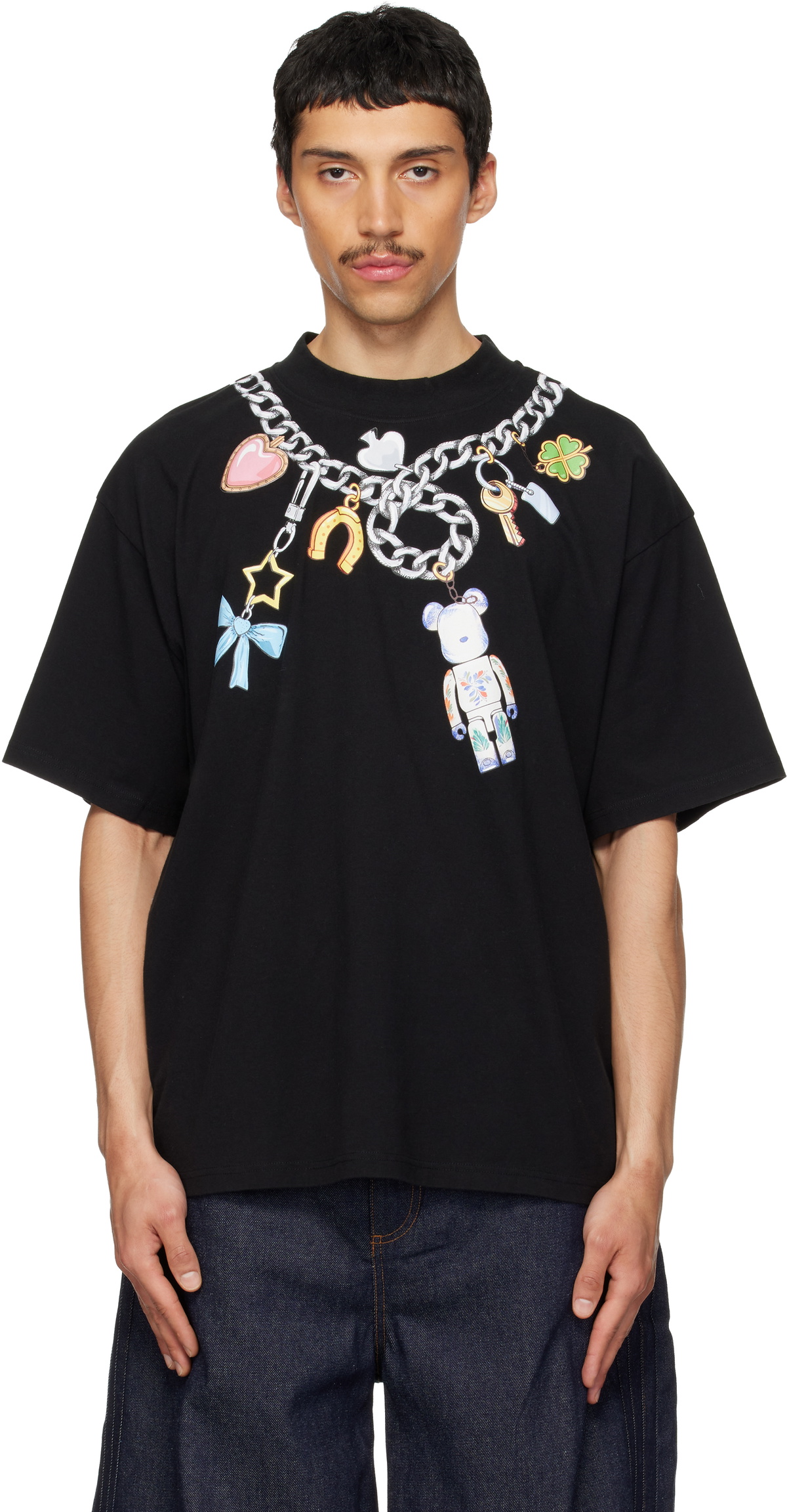 EGONlab Black Bearbrick Edition Print Cotton T-shirt