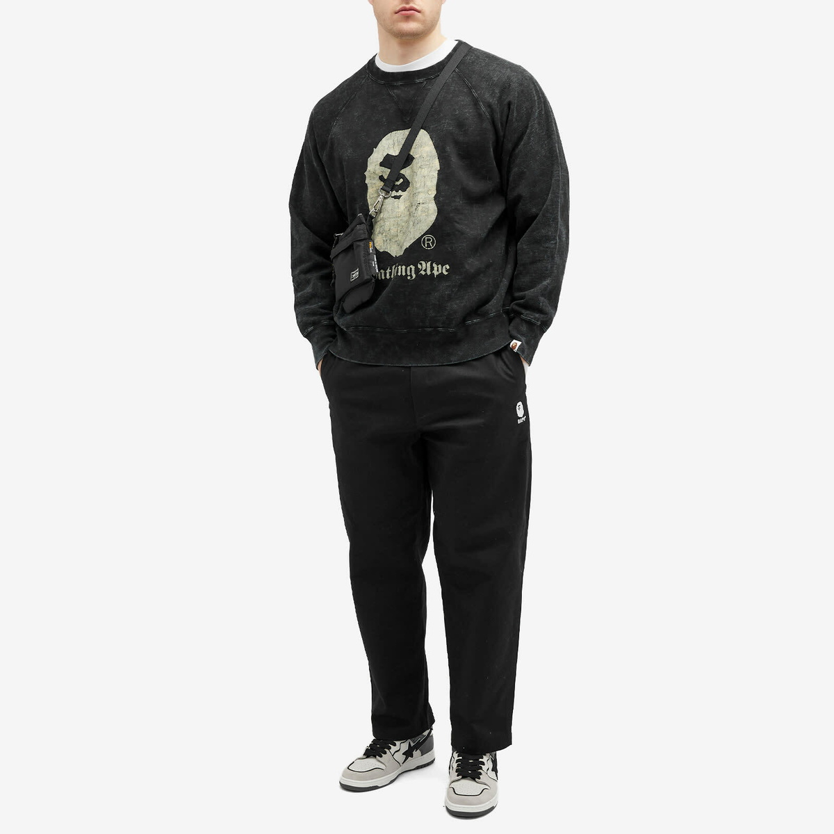 A Bathing Ape Men's Overdye Crew Neck Sweatshirt in Black