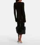 Blumarine Knit faux fur-trimmed midi dress