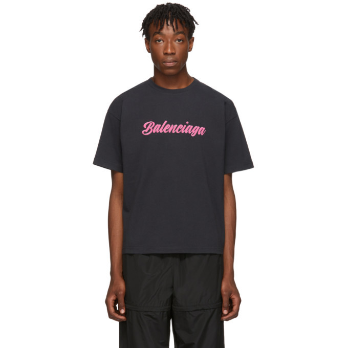 Photo: Balenciaga Black Glossy Regular Fit T-Shirt