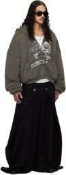 LU'U DAN Gray Wadded Hoodie
