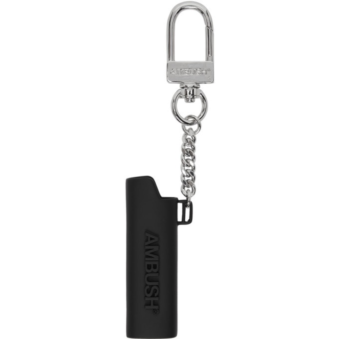 Photo: Ambush Black and Silver Logo Lighter Case Keychain