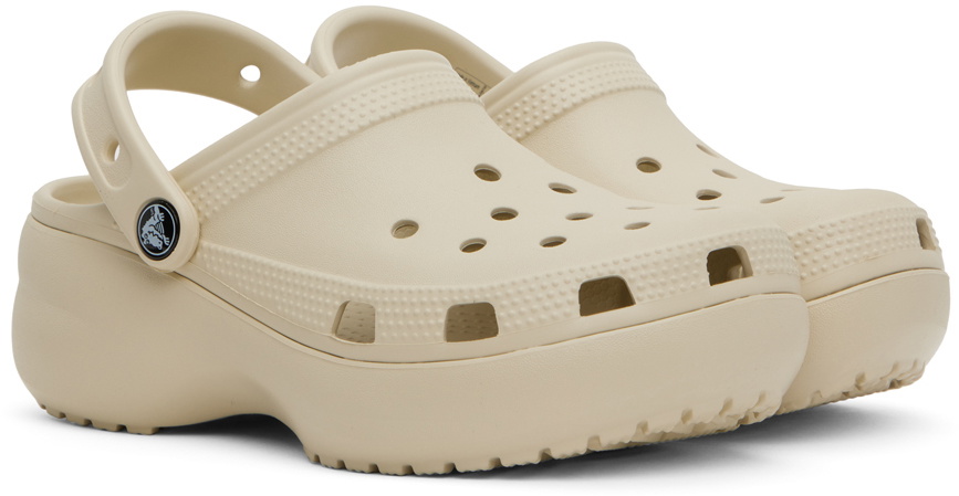 Crocs Beige Classic Platform Clogs Crocs