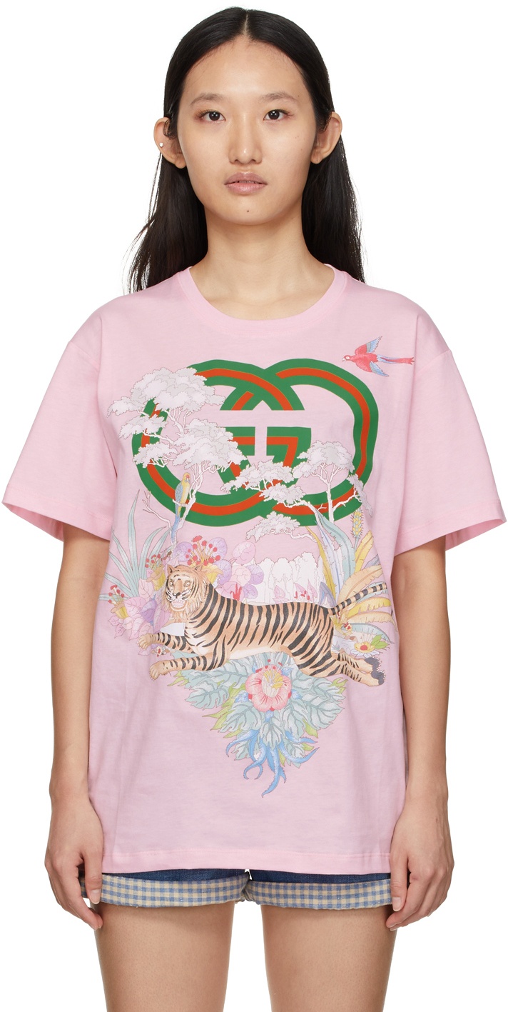 Gucci Pink Lunar New Year 'Gucci Tiger' Interlocking G T-Shirt Gucci