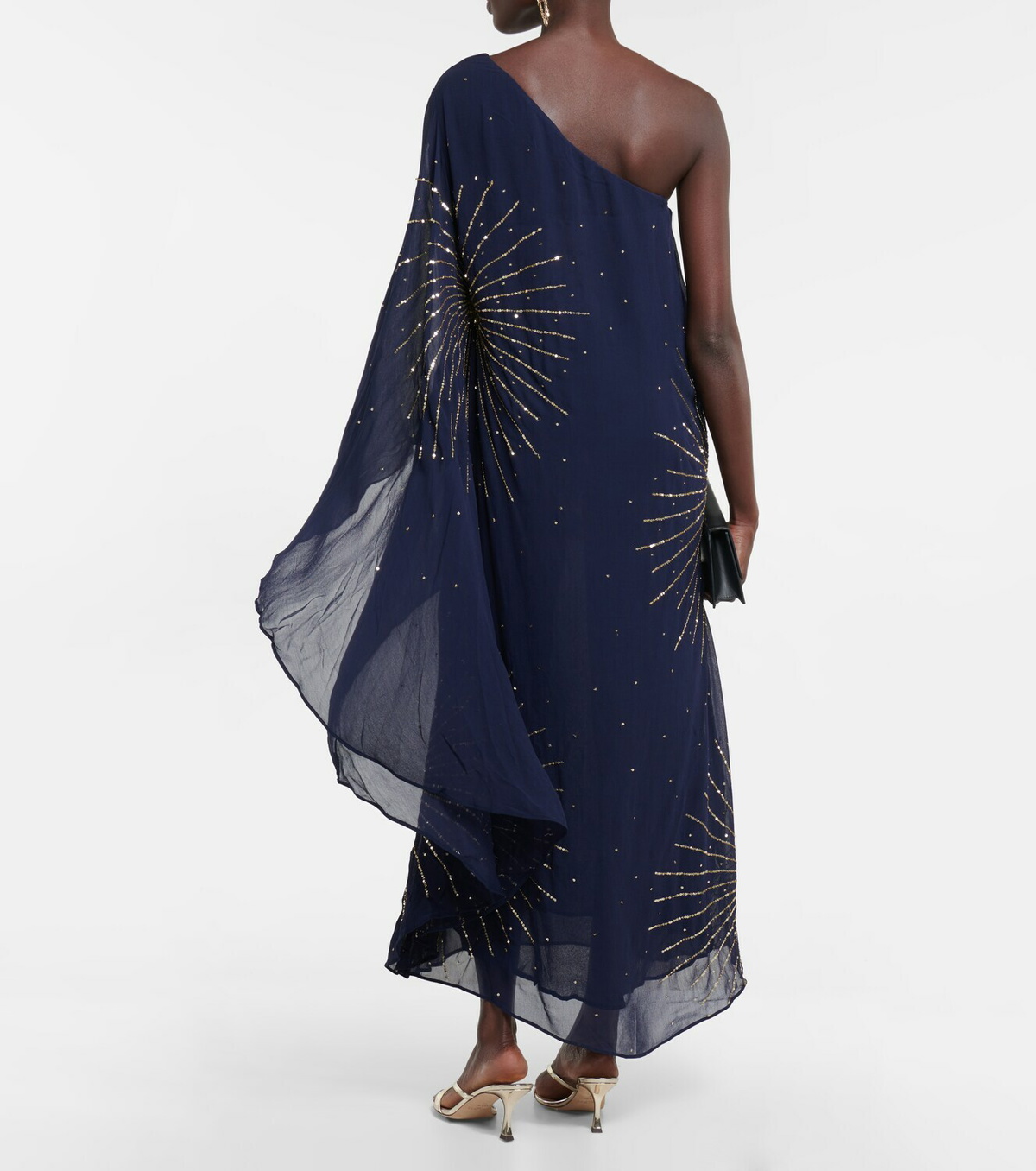 ワンピース RIXO NAVY SILK DRESS Evie Silk Dress in Bohemia Spot Deep Navy