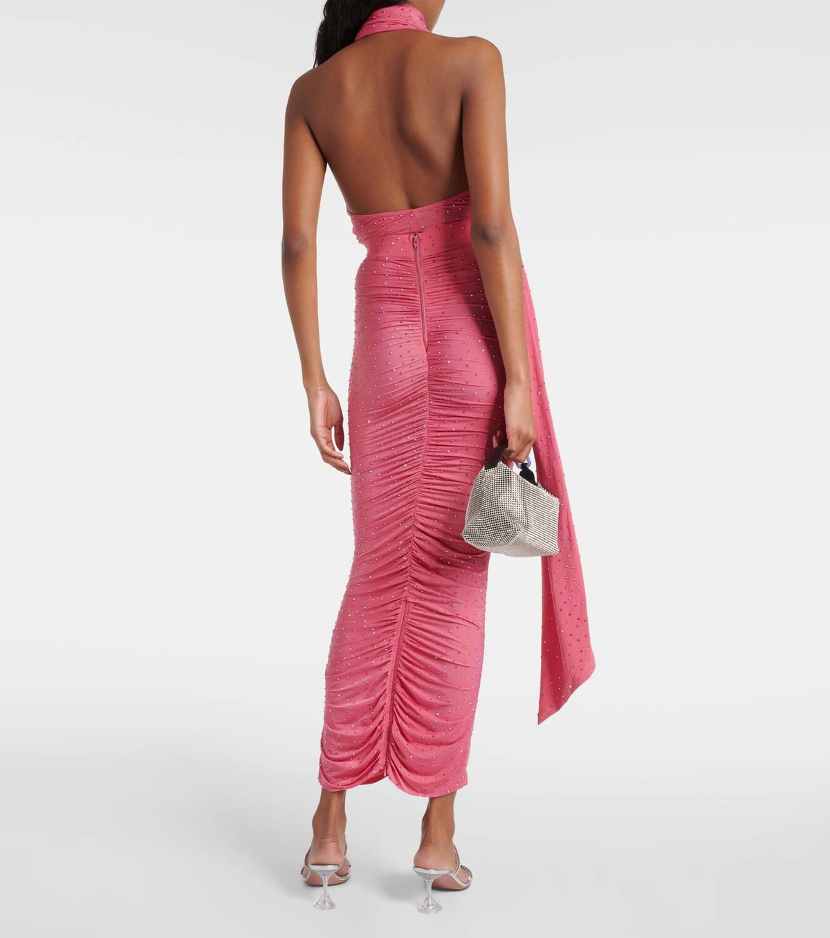 Alex Perry Embellished ruched jersey maxi skirt
