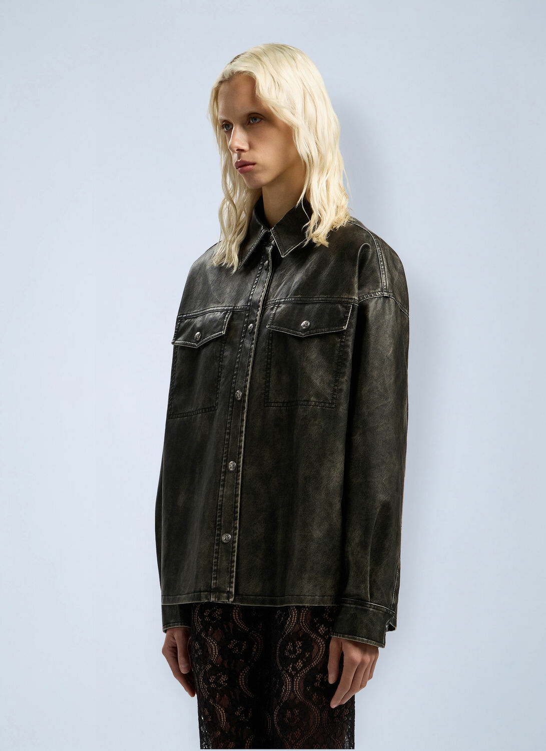 Palm Angels Curved Logo Coated Overshirt