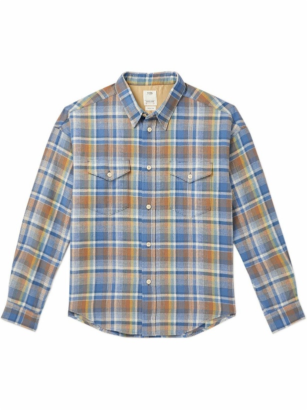 Photo: Visvim - Frontier Checked Wool and Linen-Blend Flannel Shirt - Blue