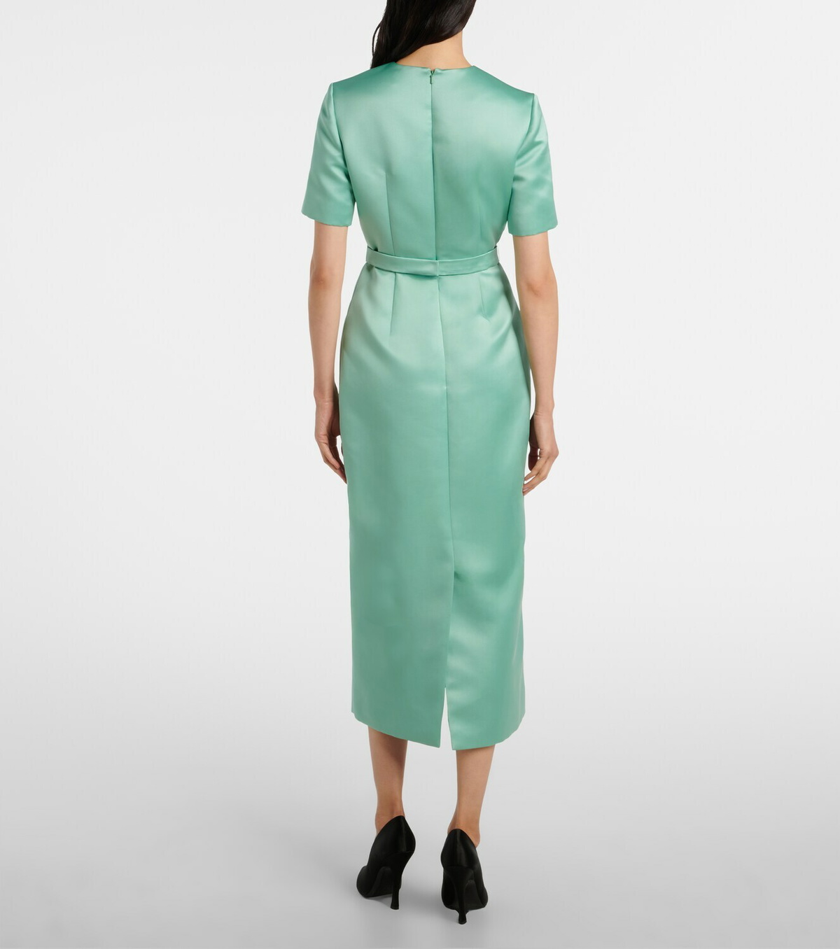 Erdem Floral belted duchesse satin midi dress