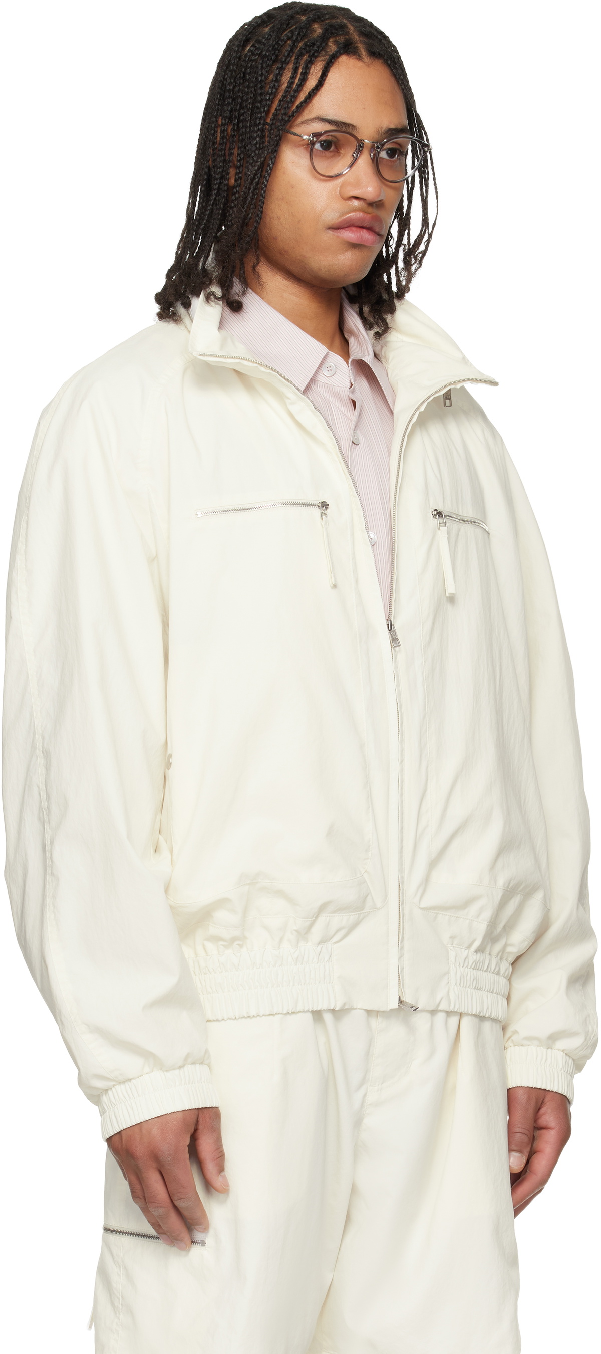 WOOYOUNGMI Off-White Zip Detail Windbreaker Jacket