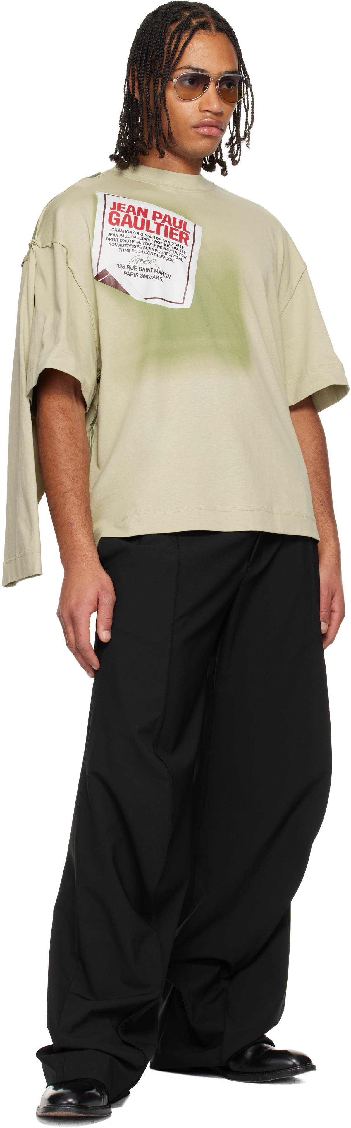Jean Paul Gaultier Green 'The Gaultier Label' Double T-shirt