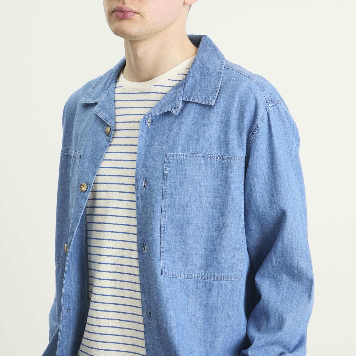 Kestin Men's Durno Overshirt in Washed Denim