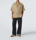 Loewe Leather-trimmed wide-leg jeans
