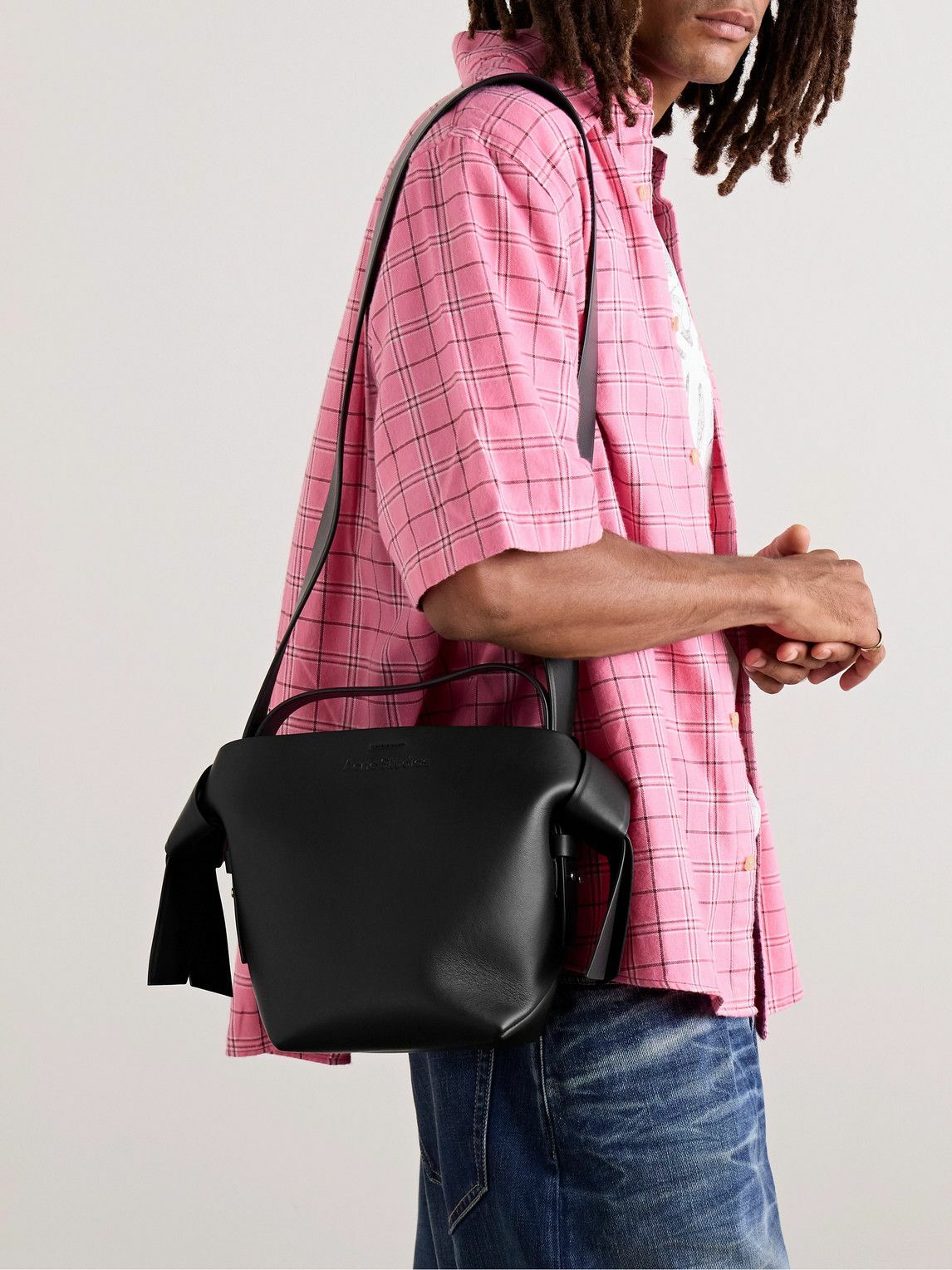 Acne Studios - Musubi Mini Knotted Logo-Debossed Leather Messenger Bag