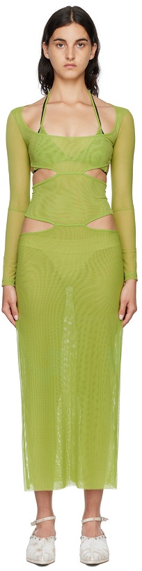 Photo: Kathryn Bowen SSENSE Exclusive Green Cutout Maxi Dress
