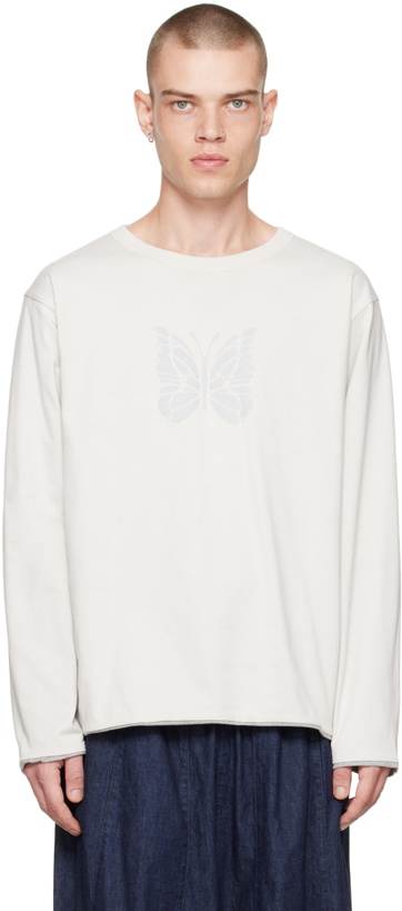 Photo: NEEDLES Off-White Print Reversible Long Sleeve T-Shirt