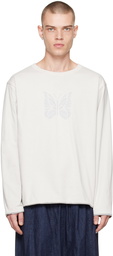 NEEDLES Off-White Print Reversible Long Sleeve T-Shirt