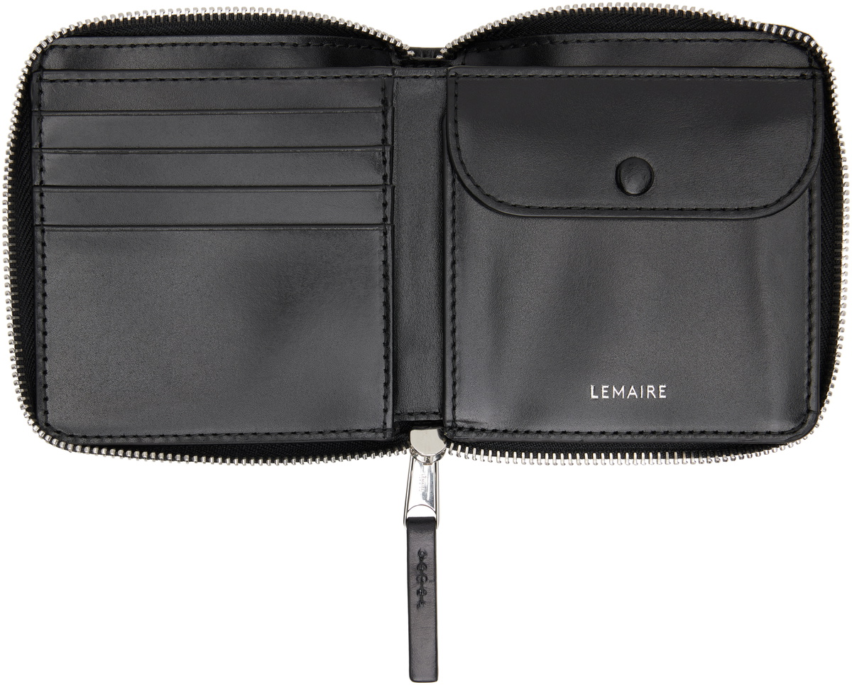 LEMAIRE Black Patina Zip Compact Bi Fold Wallet Lemaire