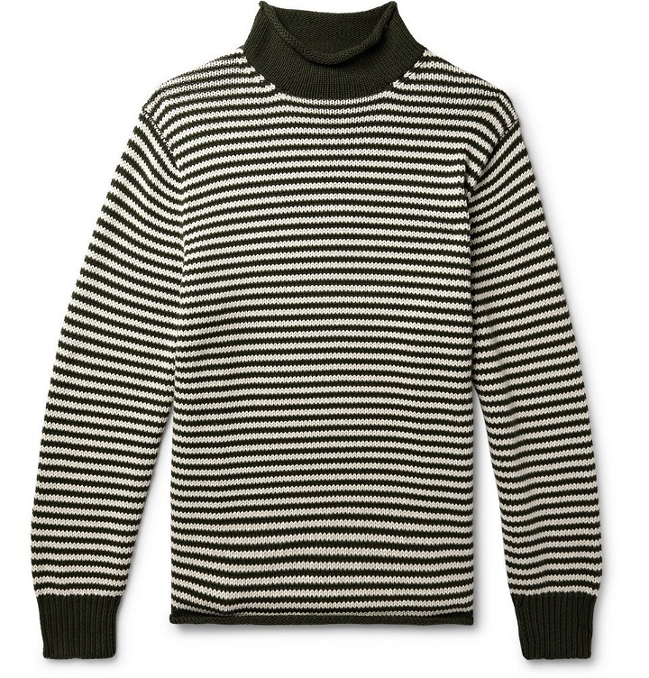 Photo: J.Crew - Striped Cotton Rollneck Sweater - Men - Forest green