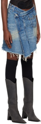 OPEN YY Blue Wrap Denim Miniskirt