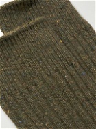 ANONYMOUS ISM - Ribbed-Knit Socks - Green