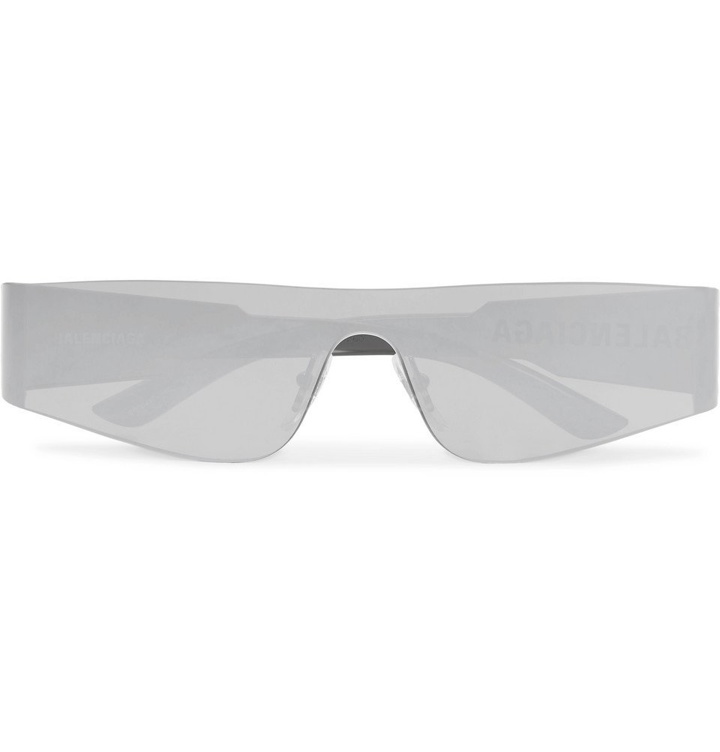 Photo: Balenciaga - Mono Rectangle-Frame Nylon Mirrored Sunglasses - Silver