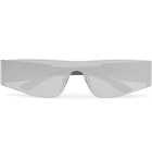 Balenciaga - Mono Rectangle-Frame Nylon Mirrored Sunglasses - Silver