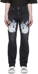 We11done Black Graphic Jeans